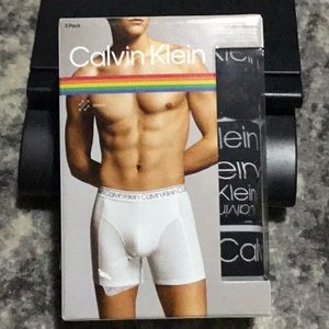 Calvin Klein 3 pack Men's Cotton Stretch Boxer Brief black grey black w/logo XL